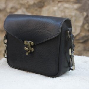 Scarsella da vita in cuoio Nero "La Retró"